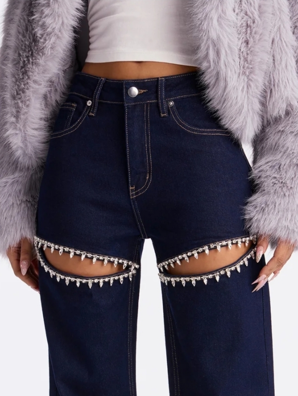 Rhinestone Denim Jeans - Picture 8 of 8